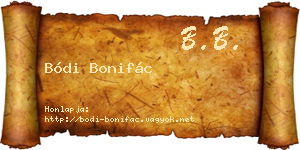 Bódi Bonifác névjegykártya